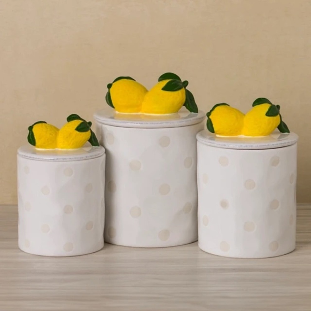 Lemon Decorated White Ceramic Jar